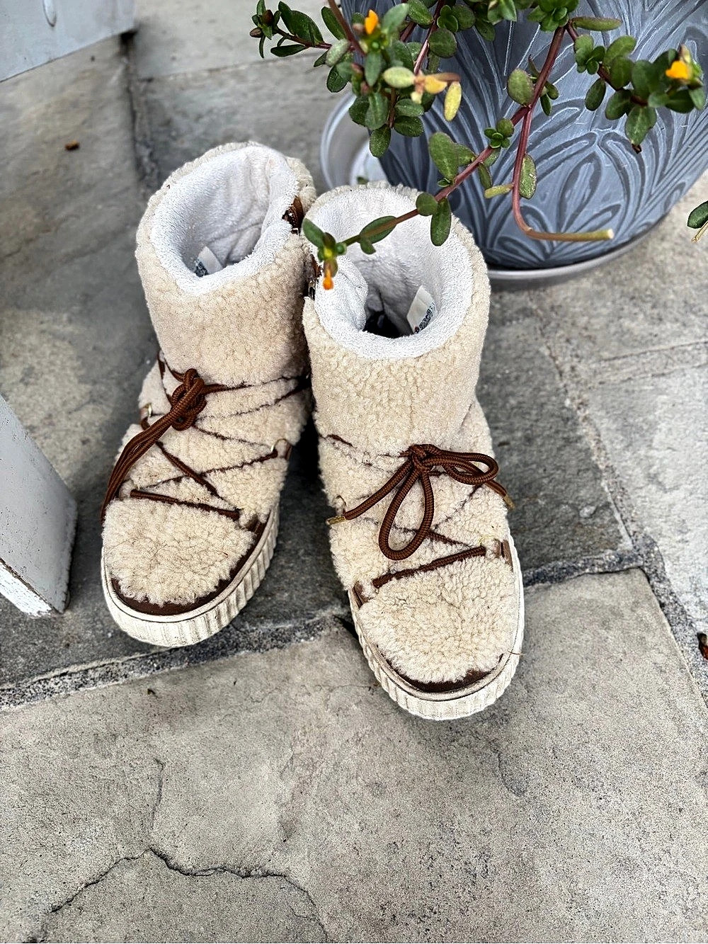 Pajar Shearling Lace-Up Winter Boots Brown & Cream